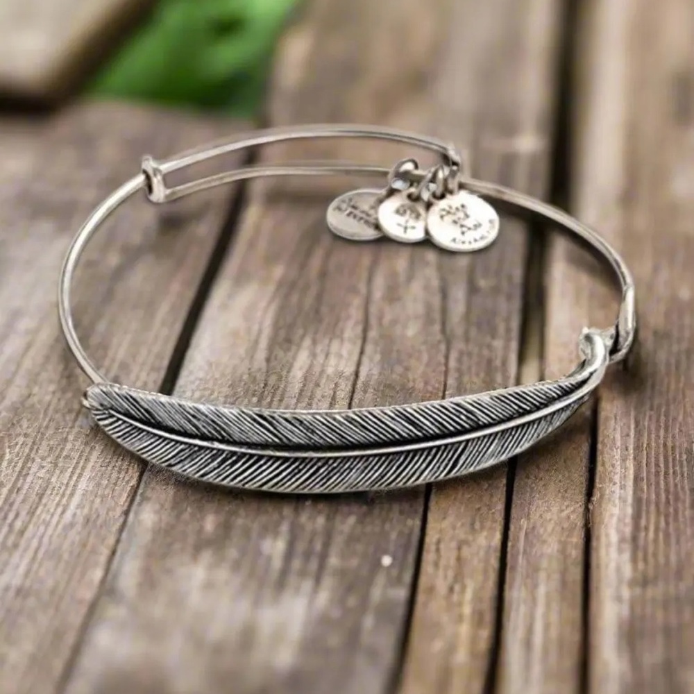 Alex and Ani Silver Feather Bangle Bracelet